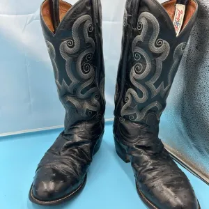 Tony Lama men 8 vintage exotic quill cowboy boots, USA