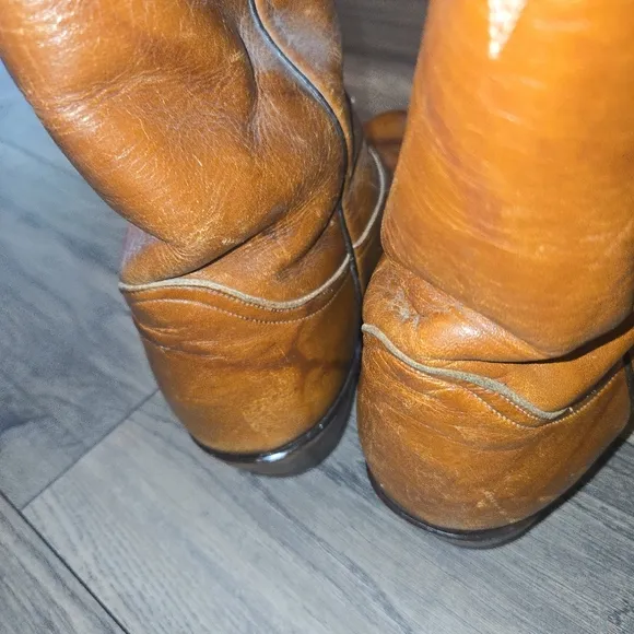Tony Lama Men's Brown Leather Cowboy Boots 8.5 Uppers 10&quot;