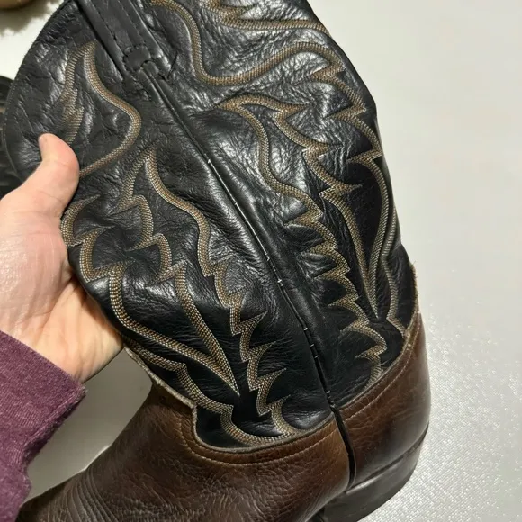 Tony Lama Style 6176 Black Brown Leather Western Cowboy Boots Mens Size 10.5