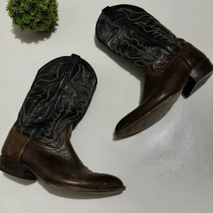 Tony Lama Style 6176 Black Brown Leather Western Cowboy Boots Mens Size 10.5