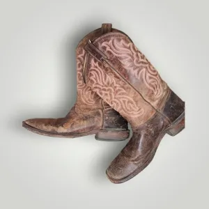 Tony Lama tc1065l Tony Cowboy Boots Womens Brown Tan Leather Western Cowgirl 9 C