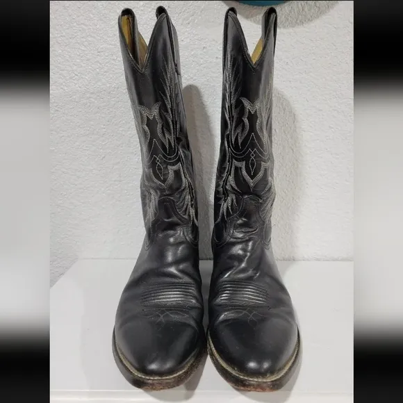 Tony Lama Vaquero 2993 Black Pampas Cowboy Boots,  Men's 9.5 EE