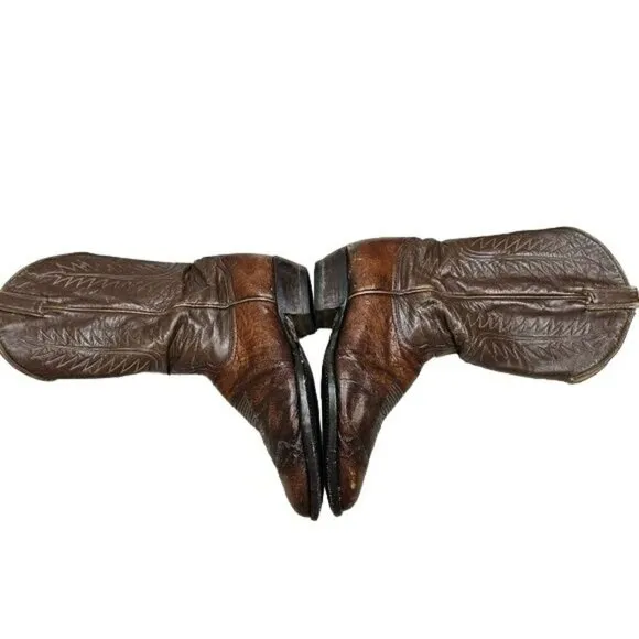 TONY‎ LAMA Vintage Leather Chestnut Cowboy Western Boots ALREADY BROKE IN sz 8