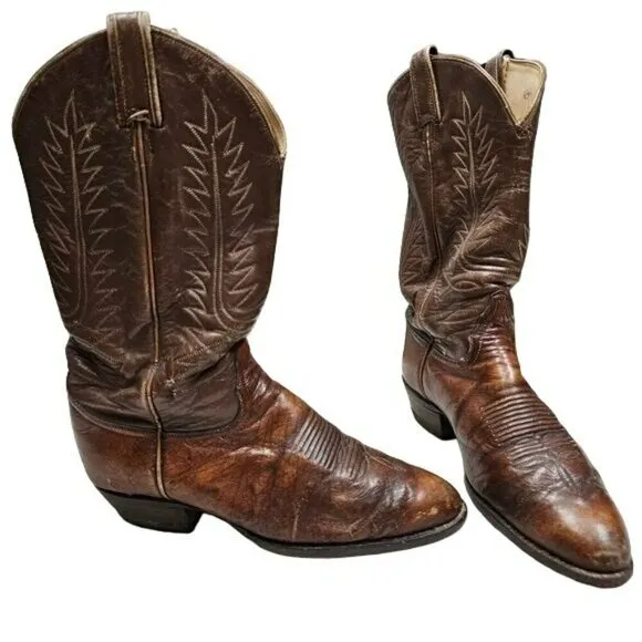 TONY‎ LAMA Vintage Leather Chestnut Cowboy Western Boots ALREADY BROKE IN sz 8