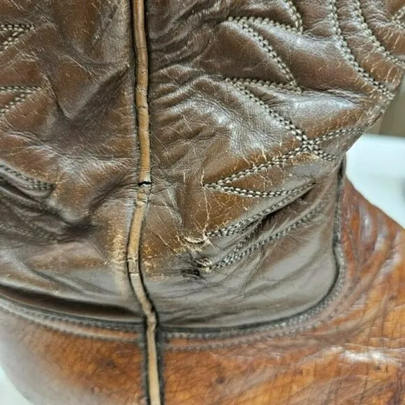 TONY‎ LAMA Vintage Leather Chestnut Cowboy Western Boots ALREADY BROKE IN sz 8