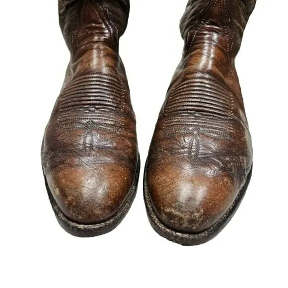 TONY‎ LAMA Vintage Leather Chestnut Cowboy Western Boots ALREADY BROKE IN sz 8
