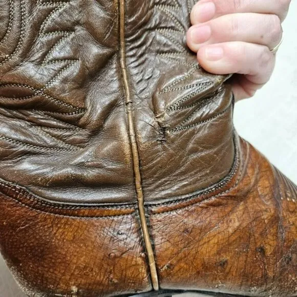 TONY‎ LAMA Vintage Leather Chestnut Cowboy Western Boots ALREADY BROKE IN sz 8