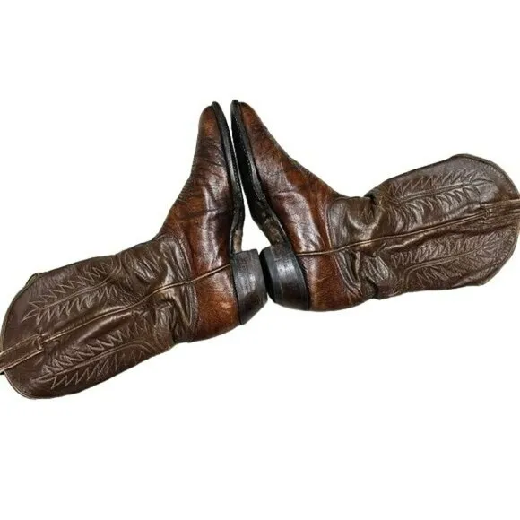TONY‎ LAMA Vintage Leather Chestnut Cowboy Western Boots ALREADY BROKE IN sz 8