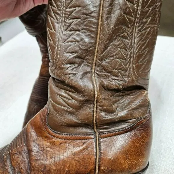 TONY‎ LAMA Vintage Leather Chestnut Cowboy Western Boots ALREADY BROKE IN sz 8