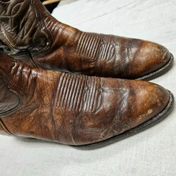 TONY‎ LAMA Vintage Leather Chestnut Cowboy Western Boots ALREADY BROKE IN sz 8