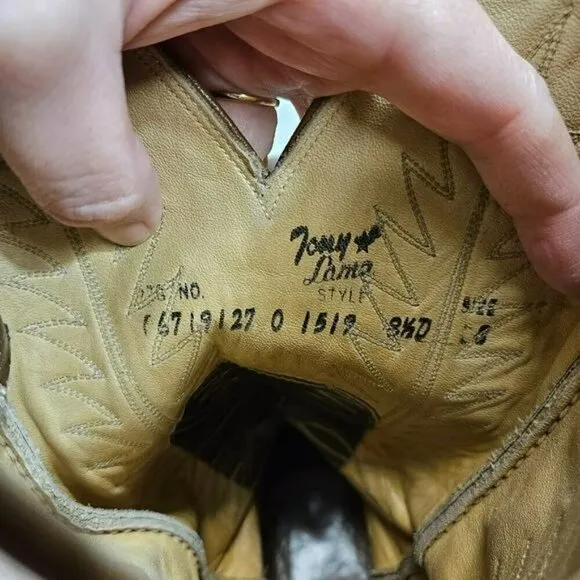 TONY‎ LAMA Vintage Leather Chestnut Cowboy Western Boots ALREADY BROKE IN sz 8