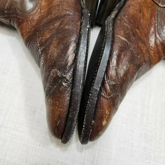 TONY‎ LAMA Vintage Leather Chestnut Cowboy Western Boots ALREADY BROKE IN sz 8