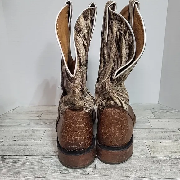Tony Lama Western Boots 7960 10 D Reverse Quill Pull On Cowboy Boots