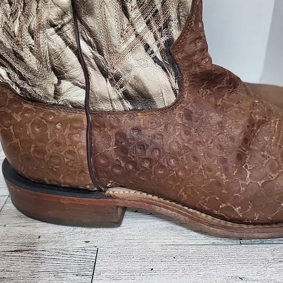 Tony Lama Western Boots 7960 10 D Reverse Quill Pull On Cowboy Boots