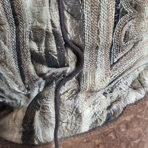 Tony Lama Western Boots 7960 10 D Reverse Quill Pull On Cowboy Boots