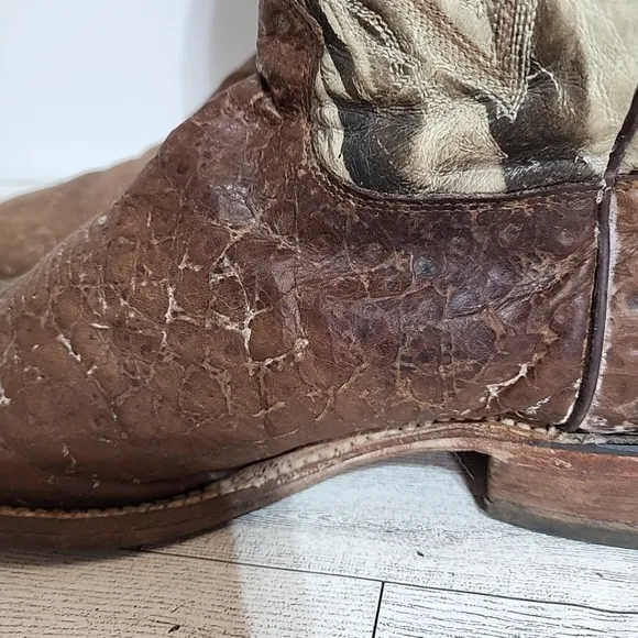 Tony Lama Western Boots 7960 10 D Reverse Quill Pull On Cowboy Boots