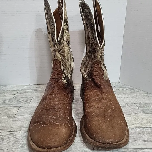 Tony Lama Western Boots 7960 10 D Reverse Quill Pull On Cowboy Boots