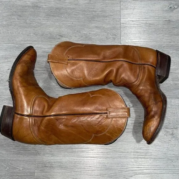 TONY LAMA Men’s Size 9 D Brown Soft Leather Western Cowboy Boots 5034