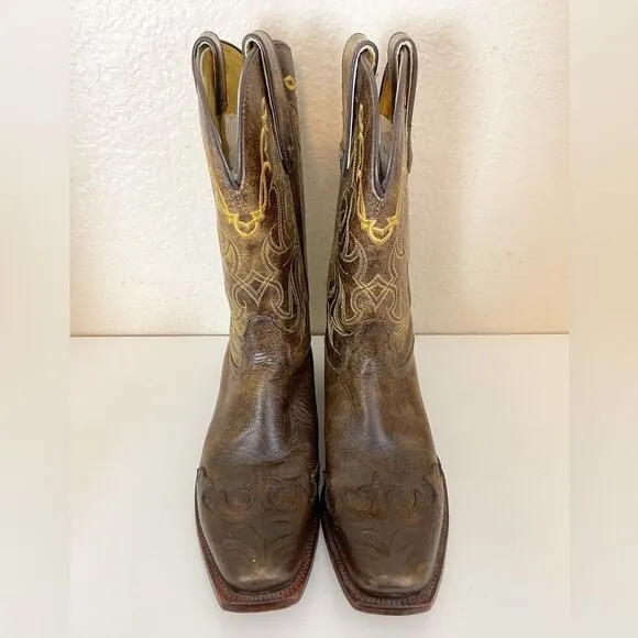 Tony Lama Ladies Santa Fe Bark Wingtip Vaquero square toe Cowboy Boots Size 8