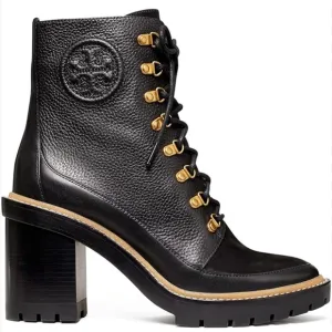 Tory Burch combat boots Black Leather Ankle Boots Sz 6
