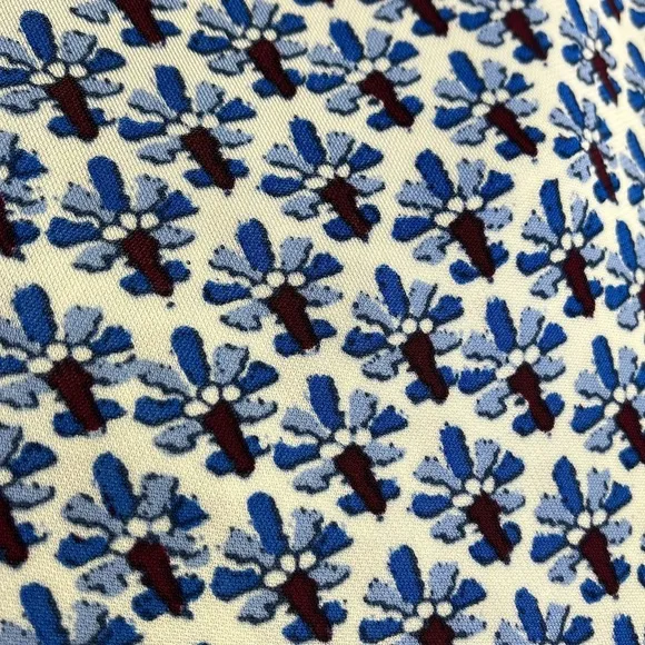 TORY BURCH Jamie Cap-Sleeve Rayon Sheath Dress Border Coast White/Blue SZ XS