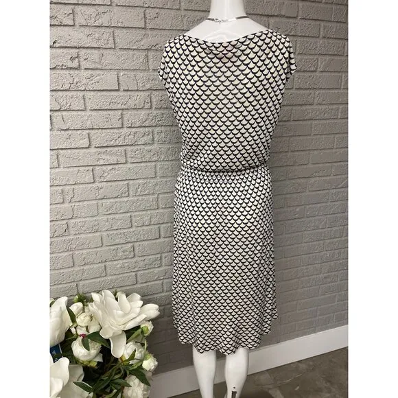 Tory Burch Justina Scallop Print Blouson Dress Size S