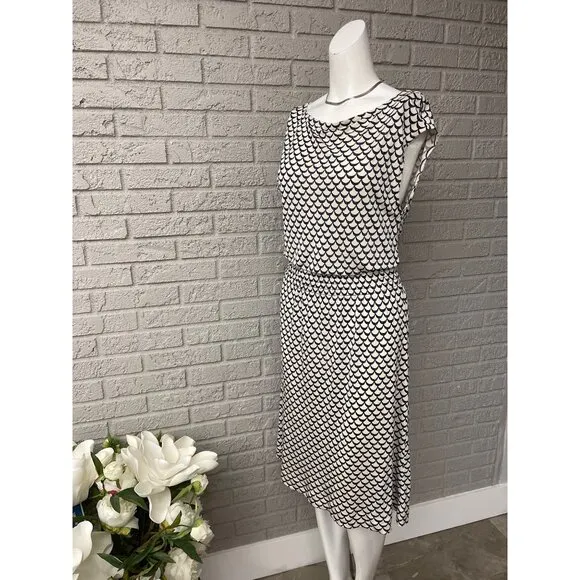 Tory Burch Justina Scallop Print Blouson Dress Size S