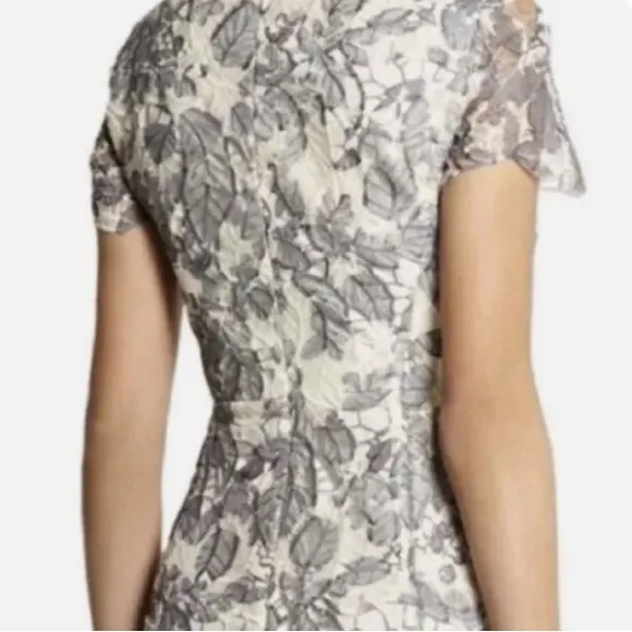 Tory Burch Lacy Summer Dress Moonrise Issy Floral Motif Boat neckline Size 10