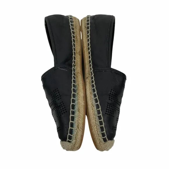 Tory Burch Leather Espadrille Black Slip on Shoes Sz 7