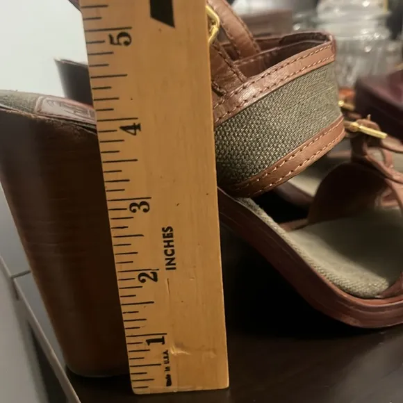 Tory Burch Open Toe Wooden Block Heel Slingback Shoes Size 8M