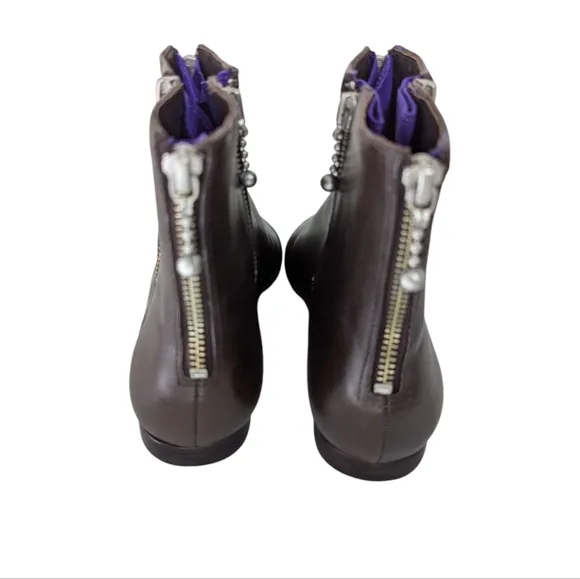 Tory Burch Zipper Bootie Caffe Castor Leather with Purple.  Size 7.5