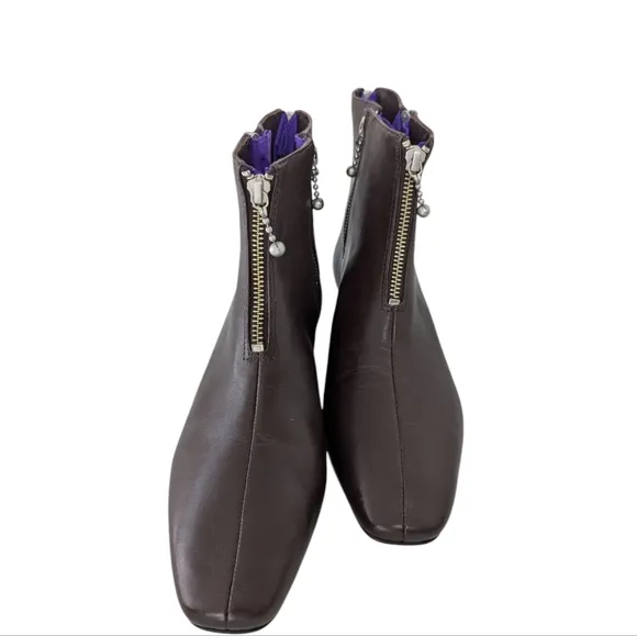 Tory Burch Zipper Bootie Caffe Castor Leather with Purple.  Size 7.5