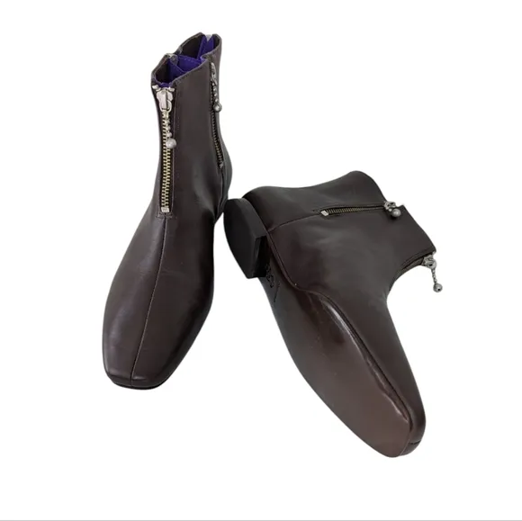 Tory Burch Zipper Bootie Caffe Castor Leather with Purple.  Size 7.5