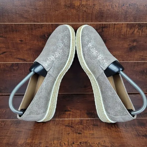 Trask Cailyn Metallic Leather Espadrille Platform Slip-On Shoes Womens Size 10