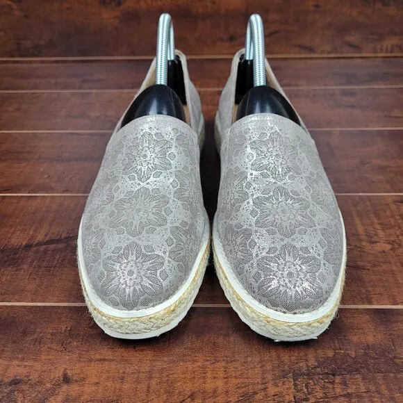 Trask Cailyn Metallic Leather Espadrille Platform Slip-On Shoes Womens Size 10