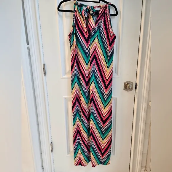 Trina Turk Beautiful Summer Multicolor Chevron Maxi Dress-Beach/ Resortwear