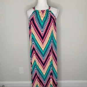 Trina Turk Beautiful Summer Multicolor Chevron Maxi Dress-Beach/ Resortwear