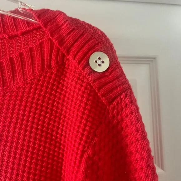 Trina Turk red open knit wool boat neck sweater - L