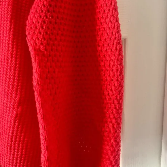 Trina Turk red open knit wool boat neck sweater - L