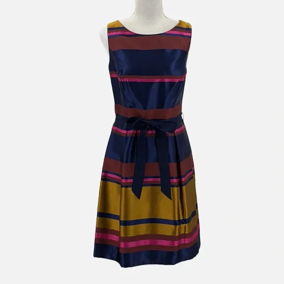 Trina Turk Sabra Shantung Sleeveless Dress in Stripes - Size 6