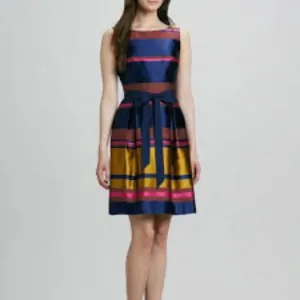 Trina Turk Sabra Shantung Sleeveless Dress in Stripes - Size 6