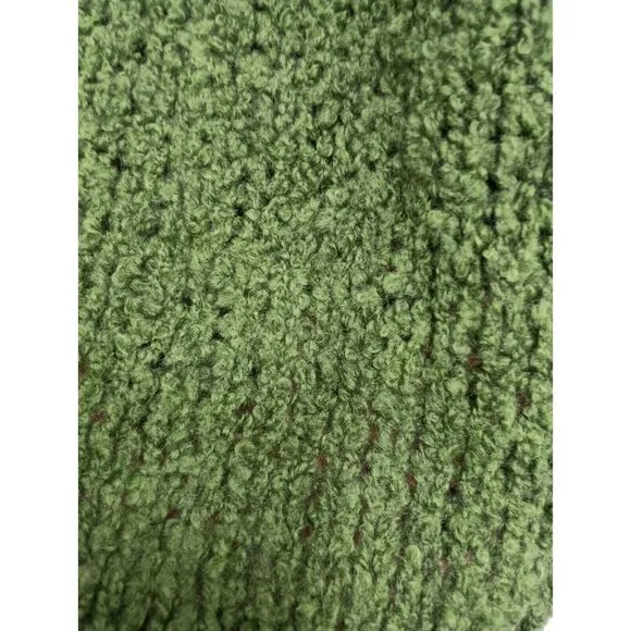 TSD 12 Research Womens Wool Blend Sweater Large Green Open Knit Pullover New