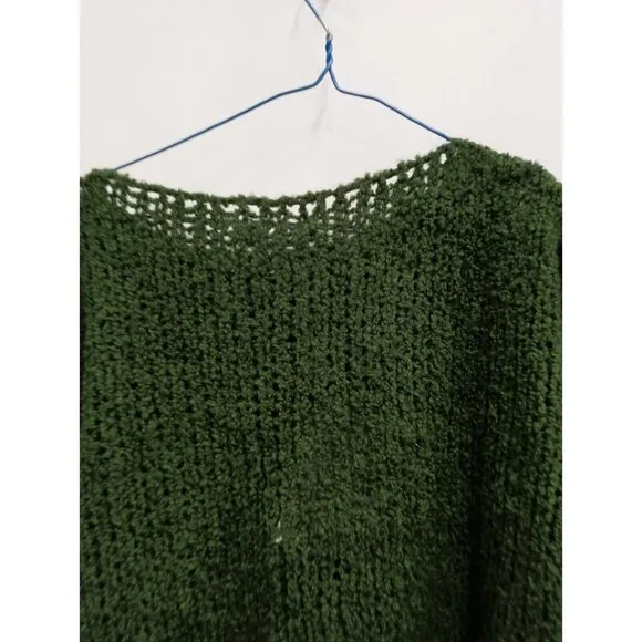 TSD 12 Research Womens Wool Blend Sweater Large Green Open Knit Pullover New