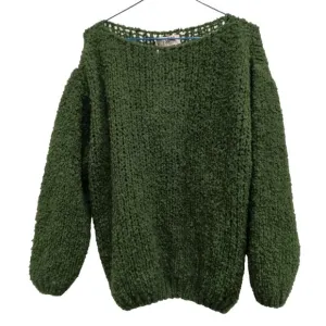 TSD 12 Research Womens Wool Blend Sweater Large Green Open Knit Pullover New