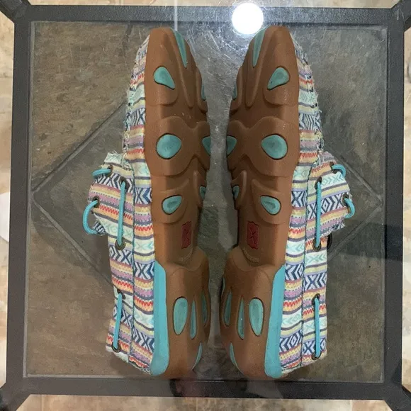 TWISTED X Women's Boat Shoe Driving Moc - Turquoise/Multicolor