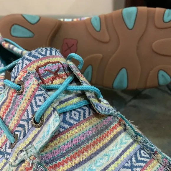 TWISTED X Women's Boat Shoe Driving Moc - Turquoise/Multicolor