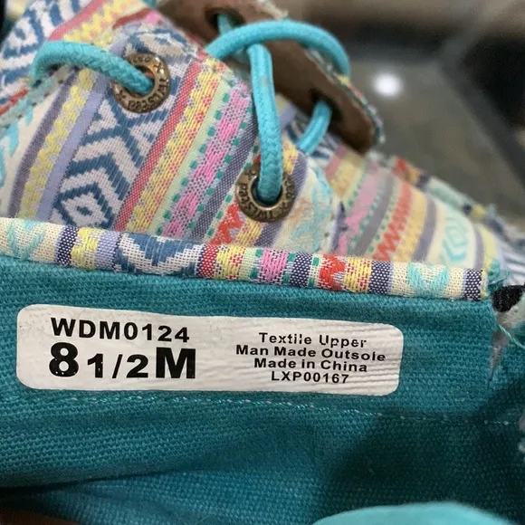 TWISTED X Women's Boat Shoe Driving Moc - Turquoise/Multicolor