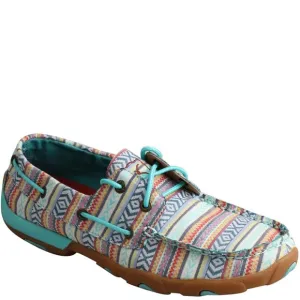 TWISTED X Women's Boat Shoe Driving Moc - Turquoise/Multicolor