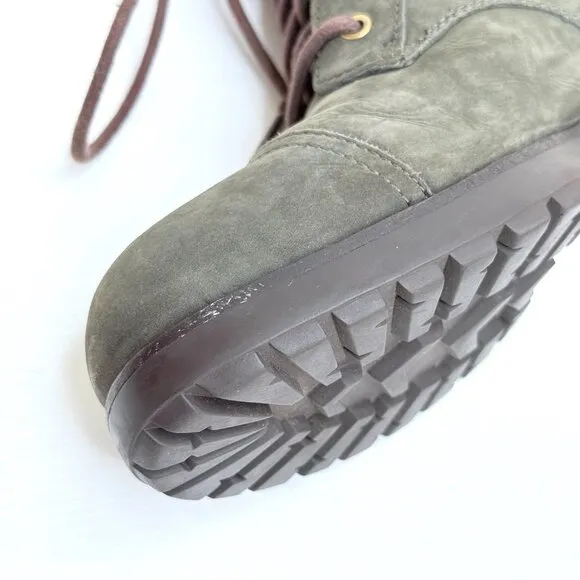 UGG Australia Kilmer Suede Lace Up Moto Lined Ankle Boots Womens 10 Green