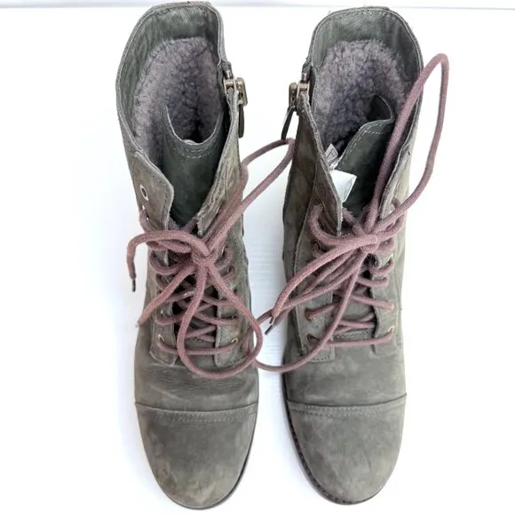 UGG Australia Kilmer Suede Lace Up Moto Lined Ankle Boots Womens 10 Green